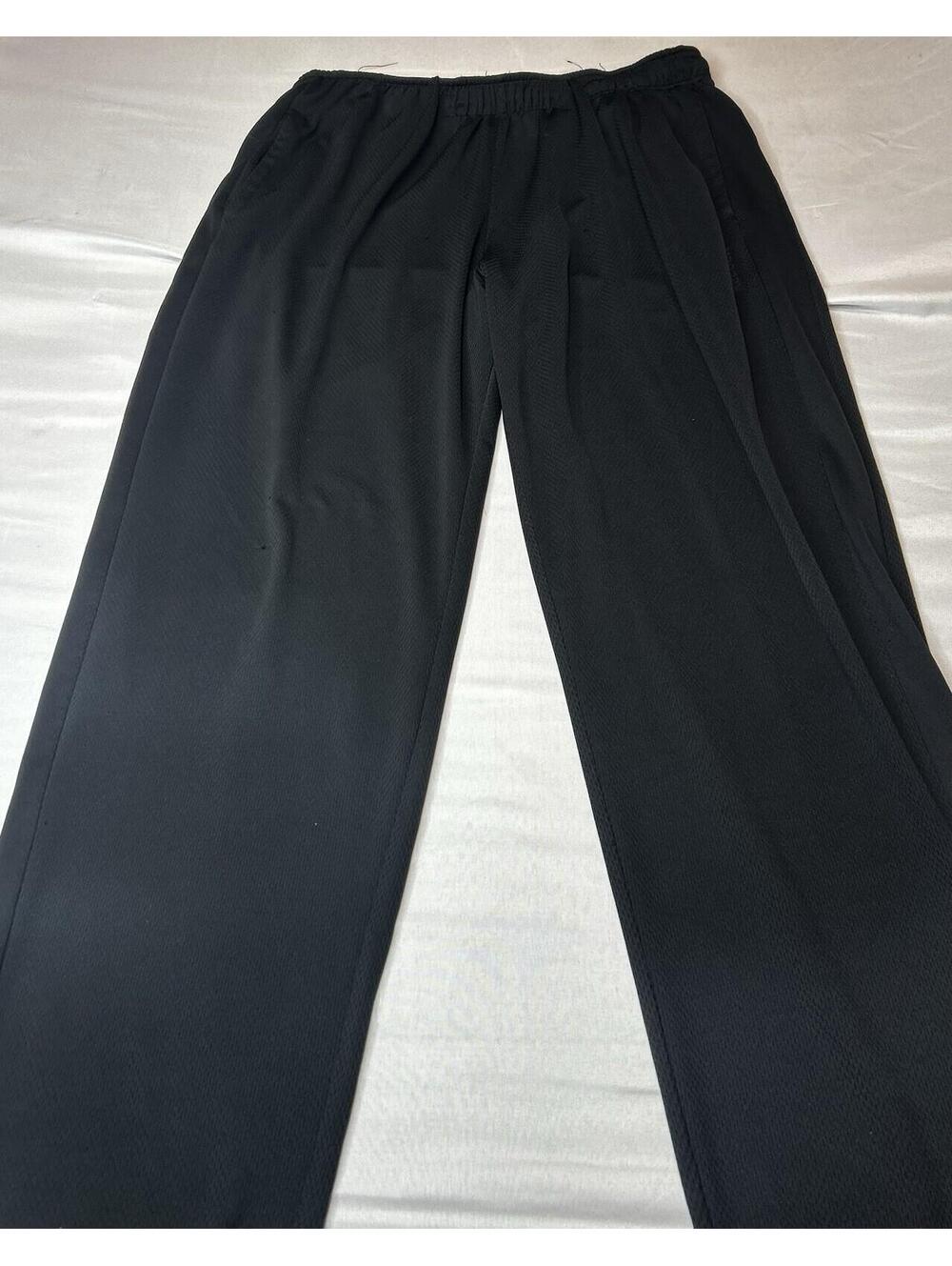 BCG Mens Athletic Mesh Pants Black Elastic Waist Straight Leg Activewear Size L